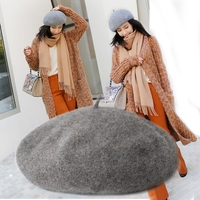 Kobiety wełniane berety francuski styl artysty ciepła zimowa czapka typu Beanie kapelusz Retro zwykły Beret jednolity kolor elegancka dama pasuje do wszystkiego czapki jesień 6